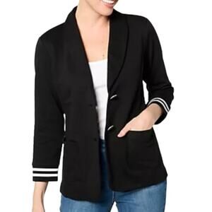 NWOT Susan Graver Marina Knit 3/4-Sleeve w/ Rib Knit Cuffs Blazer Sz M Woman's